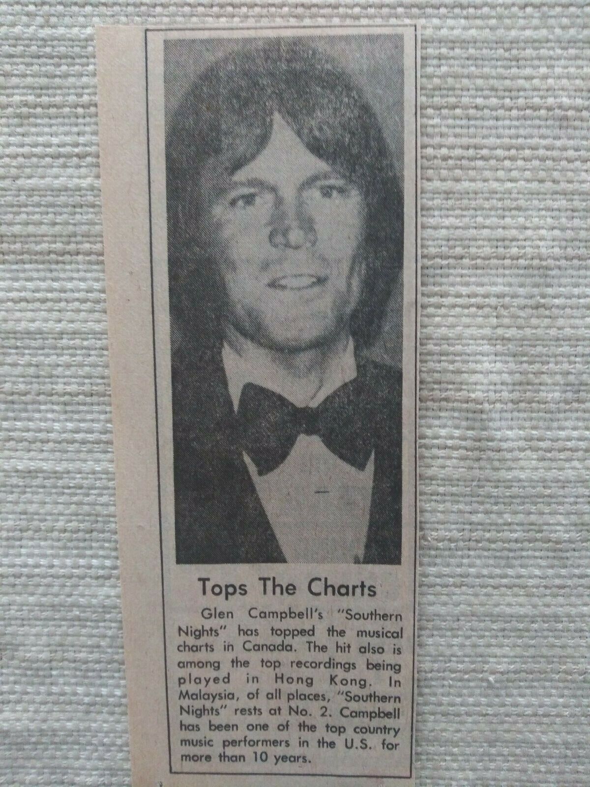 "tops The Charts" Glen Campbell Ad