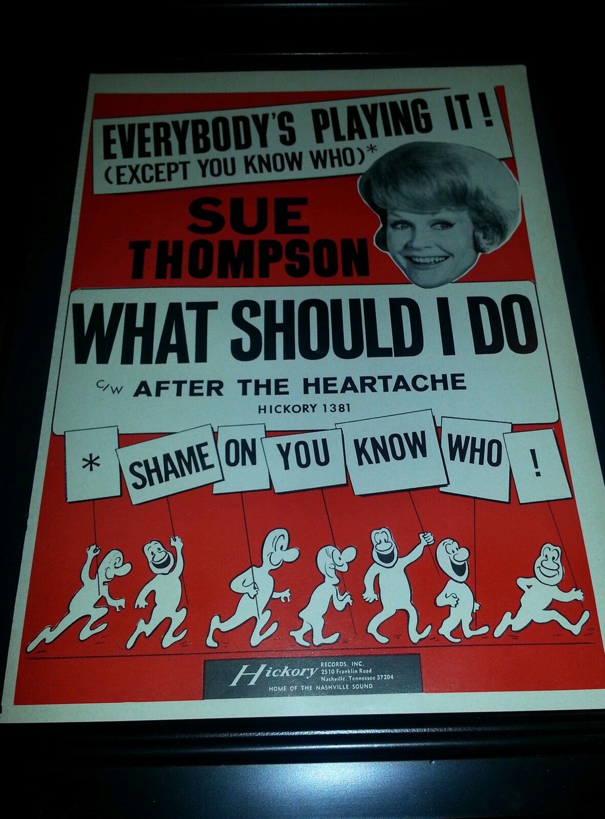 Sue Thompson What Should I Do Rare Original Promo Poster Ad Framed!