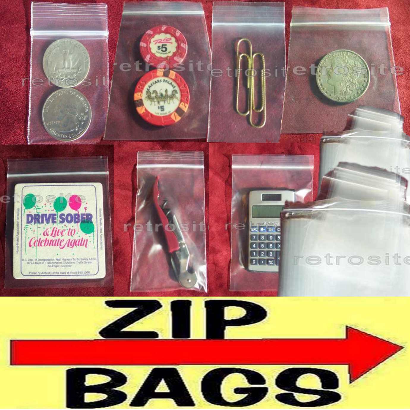 Clear Plastic Ziplock Reclosable Poly Seal Top Bags Coins/Jewelry Small-Large