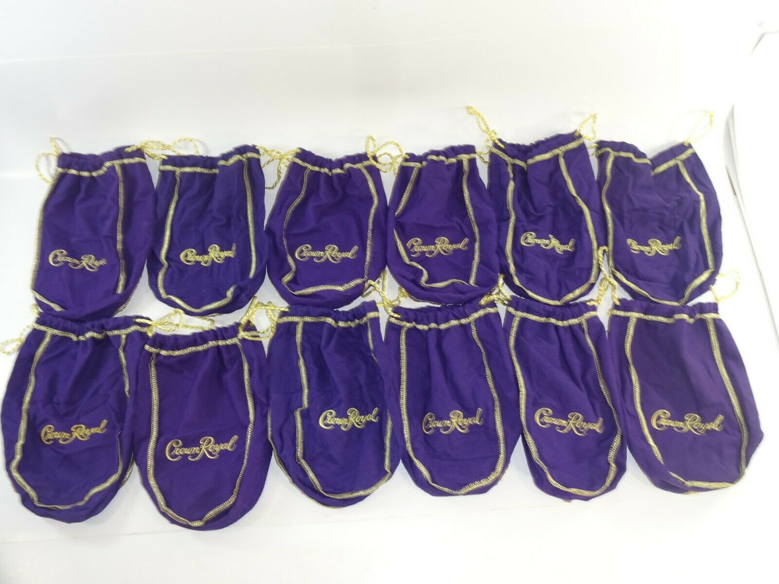 Lot of 12 Crown Royal 750ml / 1 liter Med Size Purple Drawstring Bags 8-9