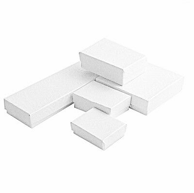 12/25/50/100Pcs White Swirl Cotton Filled Paper Jewelry Gift Display Box Case