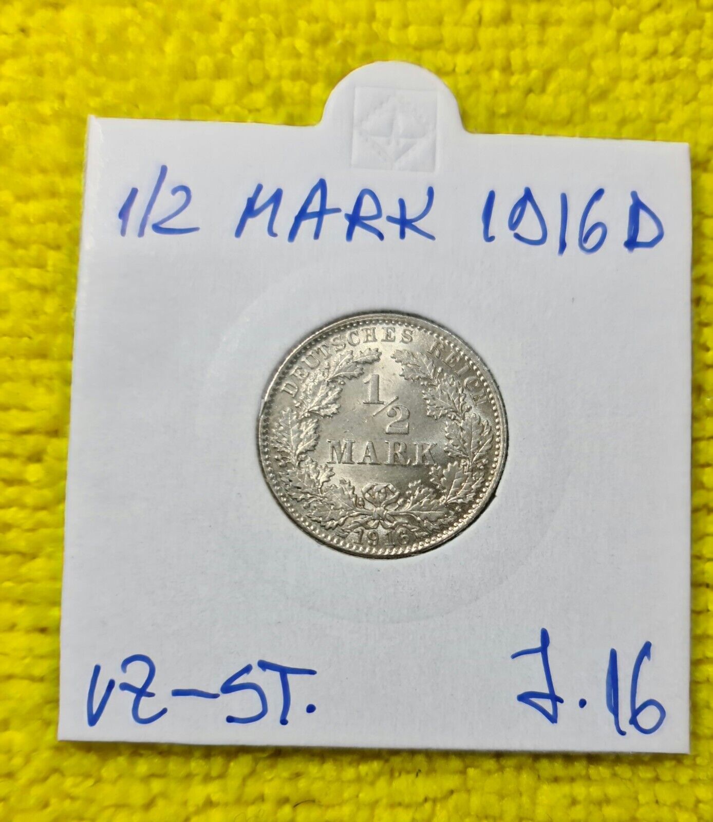 Germany 1/2 Mark 1916 D Silver KM#17 J.16