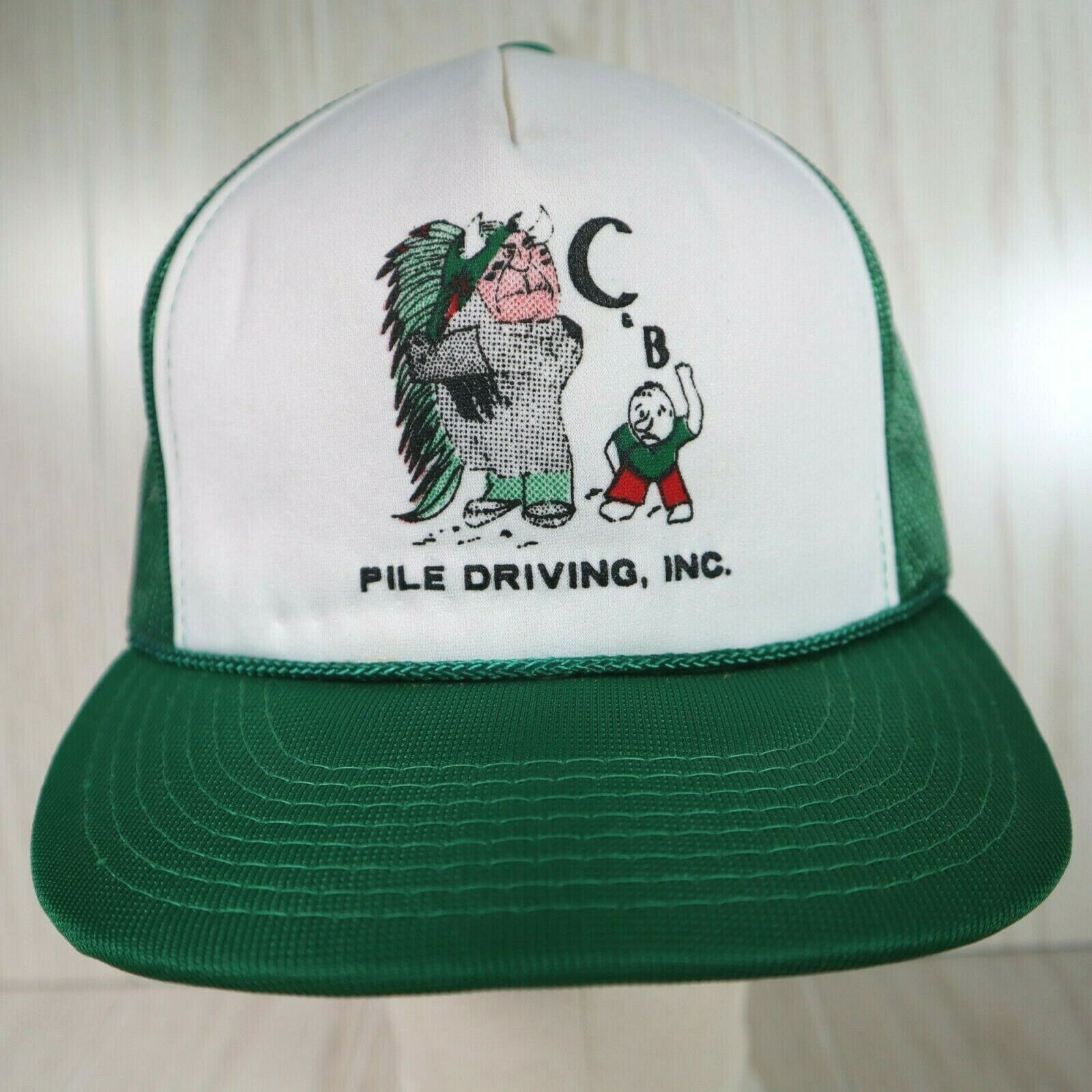 Vintage Trucker Hat Cap Green White Adjustable Mesh Snapback