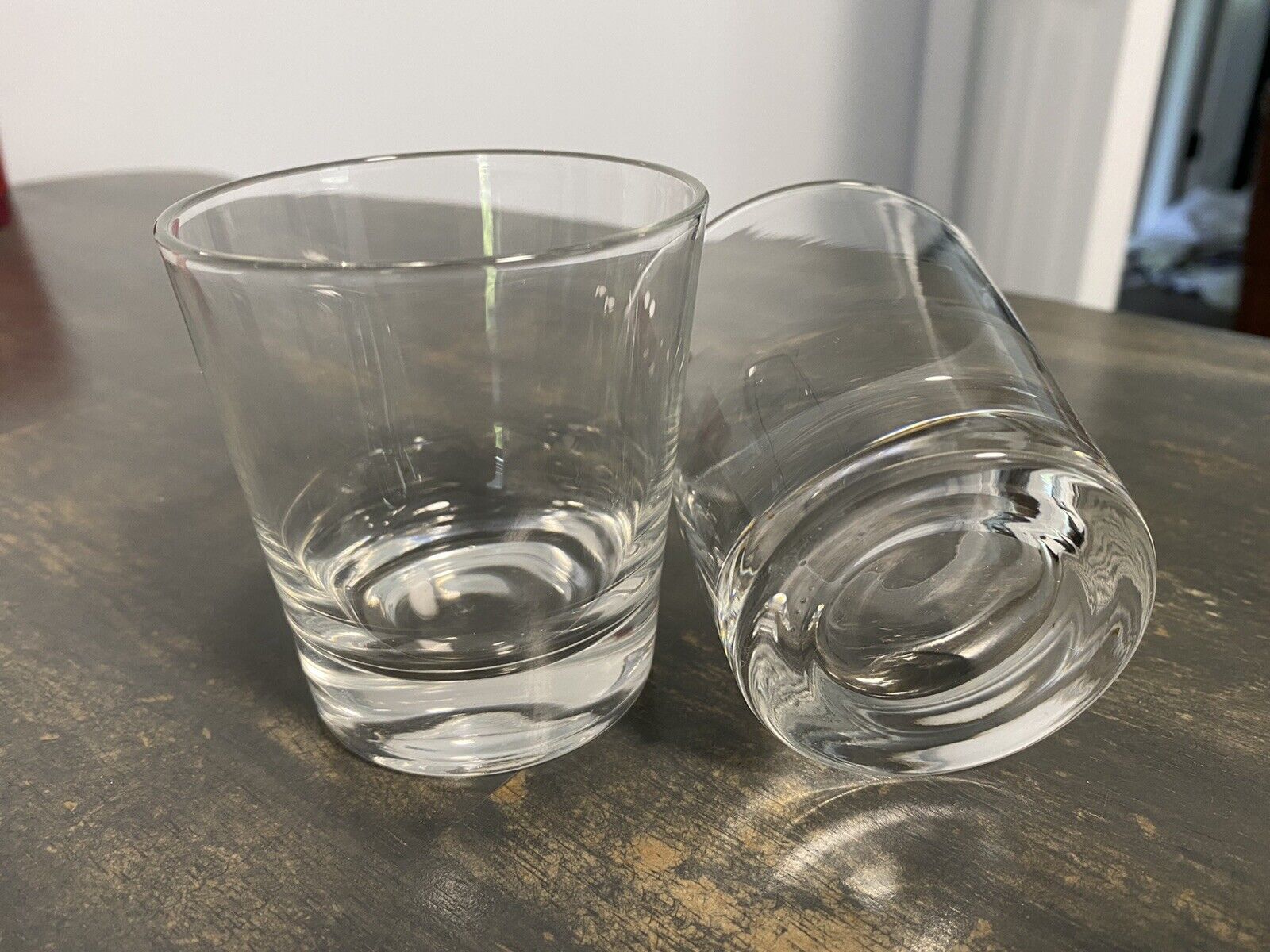Set Of 2 Vintage Rocks Glass, Heavy Bottom Whiskey Low Ball Cocktail Barware Bar