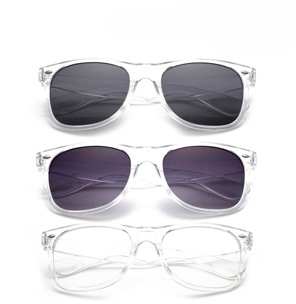Clear Frame Horned Rim Sunglasses