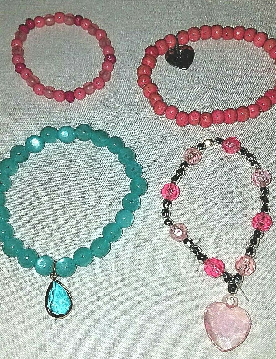 Girl's Bead Bracelets W/ Charms  One Is  Bff Best Friend Bracelet Set Of 4