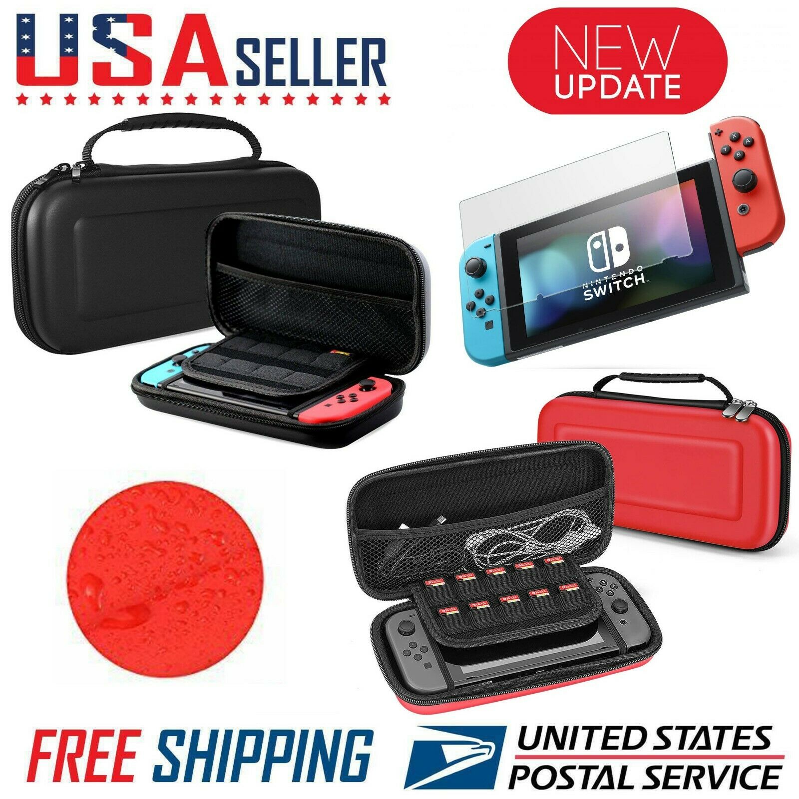 For Nintendo Switch Carrying Case Hard Portable Pouch Travel+ Screen Protector🔴