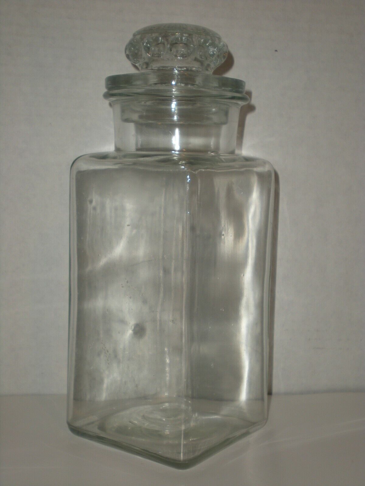 Vtg Antique Square Apothecary Jar Drug Store Pharmacy Display Large