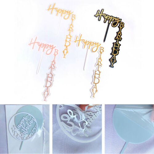 Acrylic Vertical Cake Topper Diy Happy Birthday Baking Card Party Cakedecoration