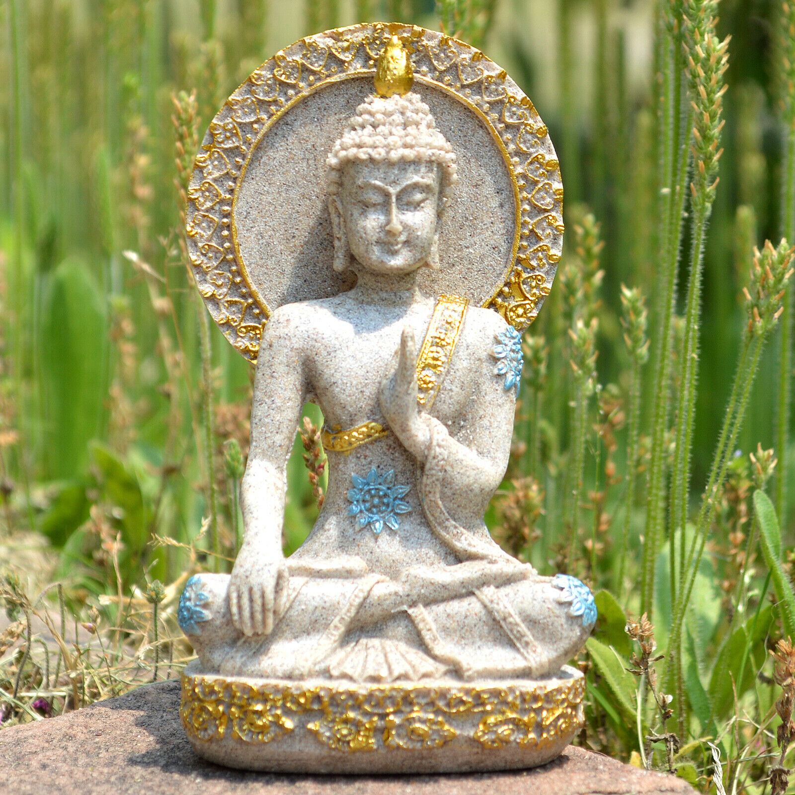 Thai Buddha Statue Home Decoration Resin Sandstone Yoga Meditation Zen Sculpture