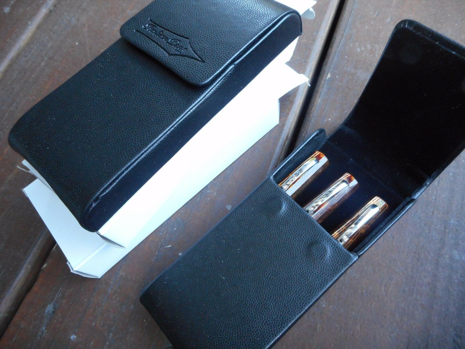 2 Set Of Italianpens 3 Pen Case Leather Sale