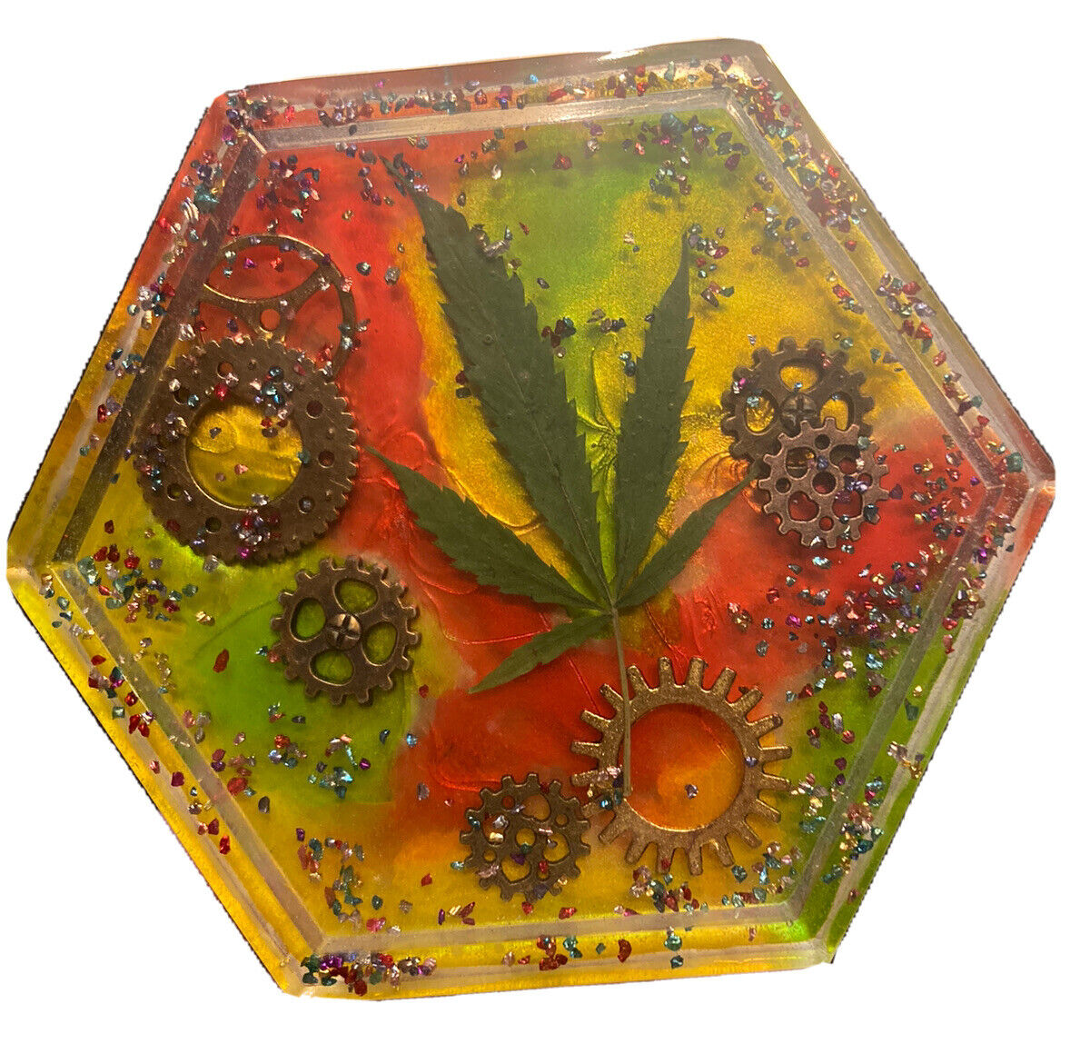 Pot Leaf Trinket Tray Coaster Marijuana Home Decor Rastafarian 420 Ganja