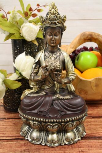 Chinese Qing Dynasty Bodhisattva Kuan Yin Buddha Meditating On Lotus Seat Statue