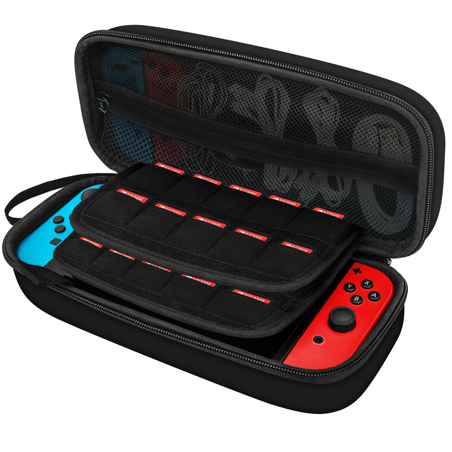 Jetech Carrying Case For Nintendo Switch With 20 Game Cartridge Holders Black