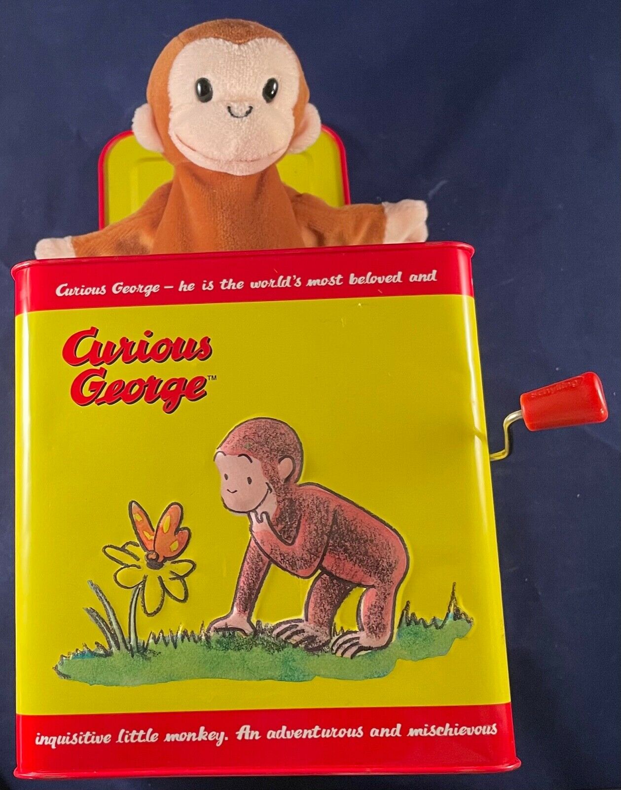 Schylling Classic Curious George Monkey Musical Jack In The Box Wind Up Tin Toy