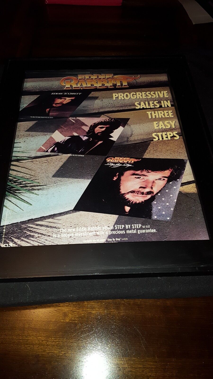 Eddie Rabbitt Step By Step Rare Original Promo Poster Ad Framed! #2