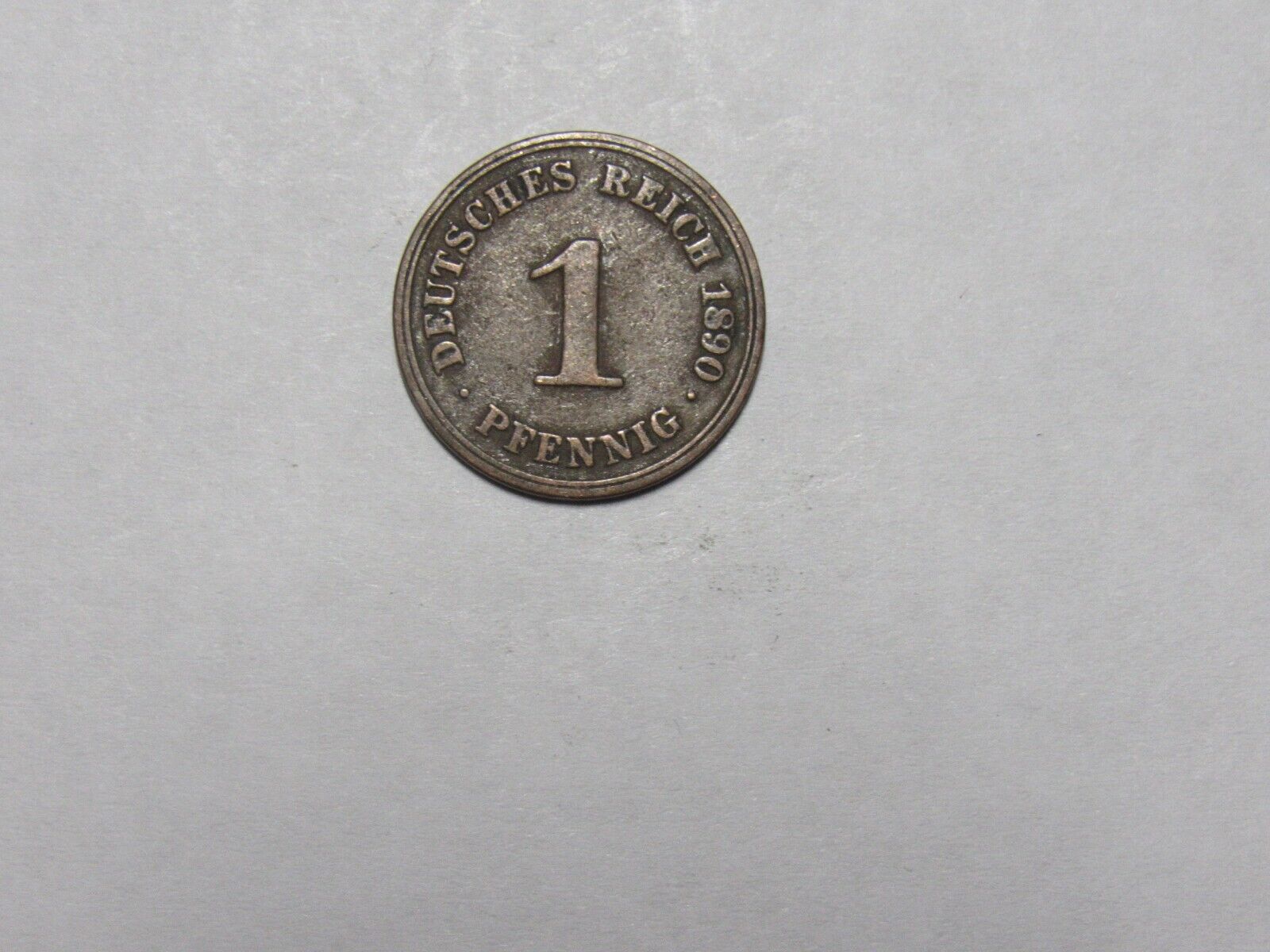 Old Germany Coin - 1890 A 1 Pfennig - Circulated, spots, rim ding