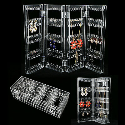 Clear Acrylic Earrings Necklace Jewelry Display Rack Stand Organizer Holder Case