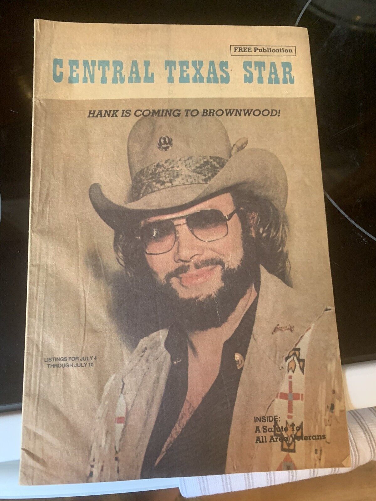 1982 Hank Williams, Jr. Central Texas Star Tv Guide Rare! Brownwood Tx