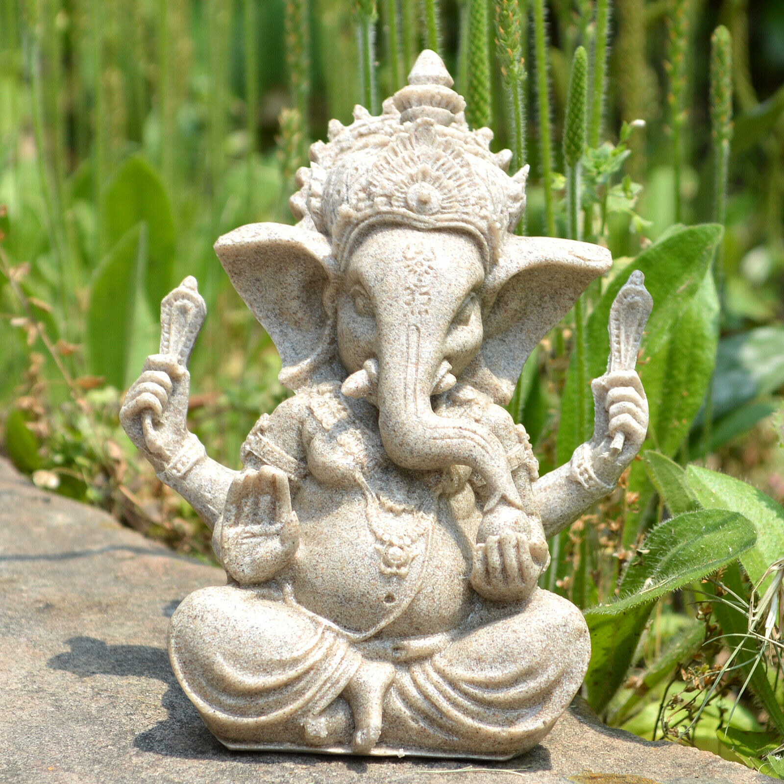 Ganesha Elephant God Zen Decoration Resin Sandstone Yoga Meditation Sculpture