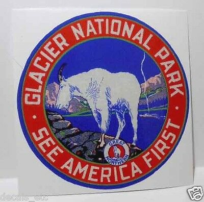 Glacier National Park, See America First, Great Northern, Travel Decal / Sticker