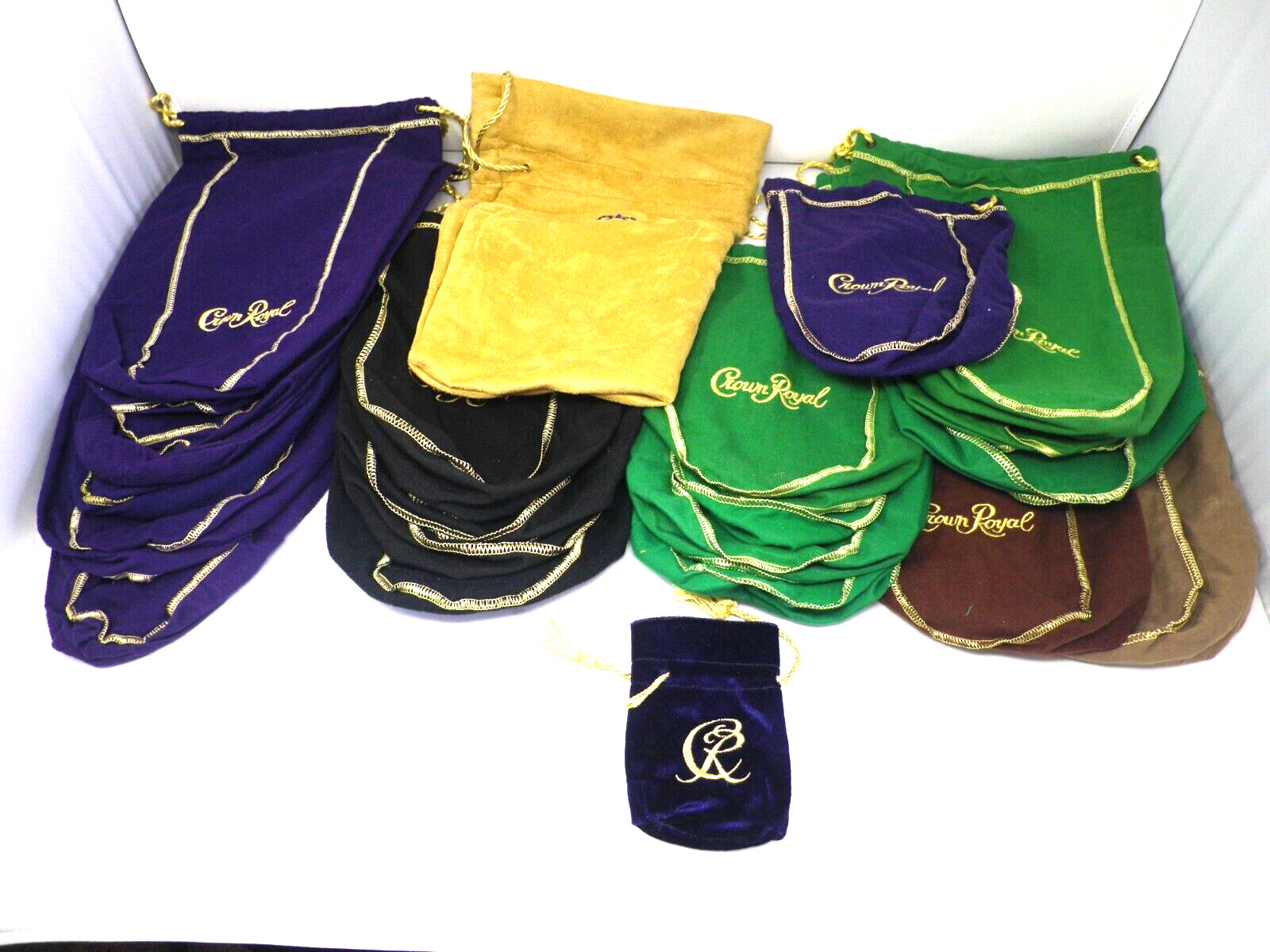 Lot Of 21 Mixed Color And Sizes Crown Royal Bags