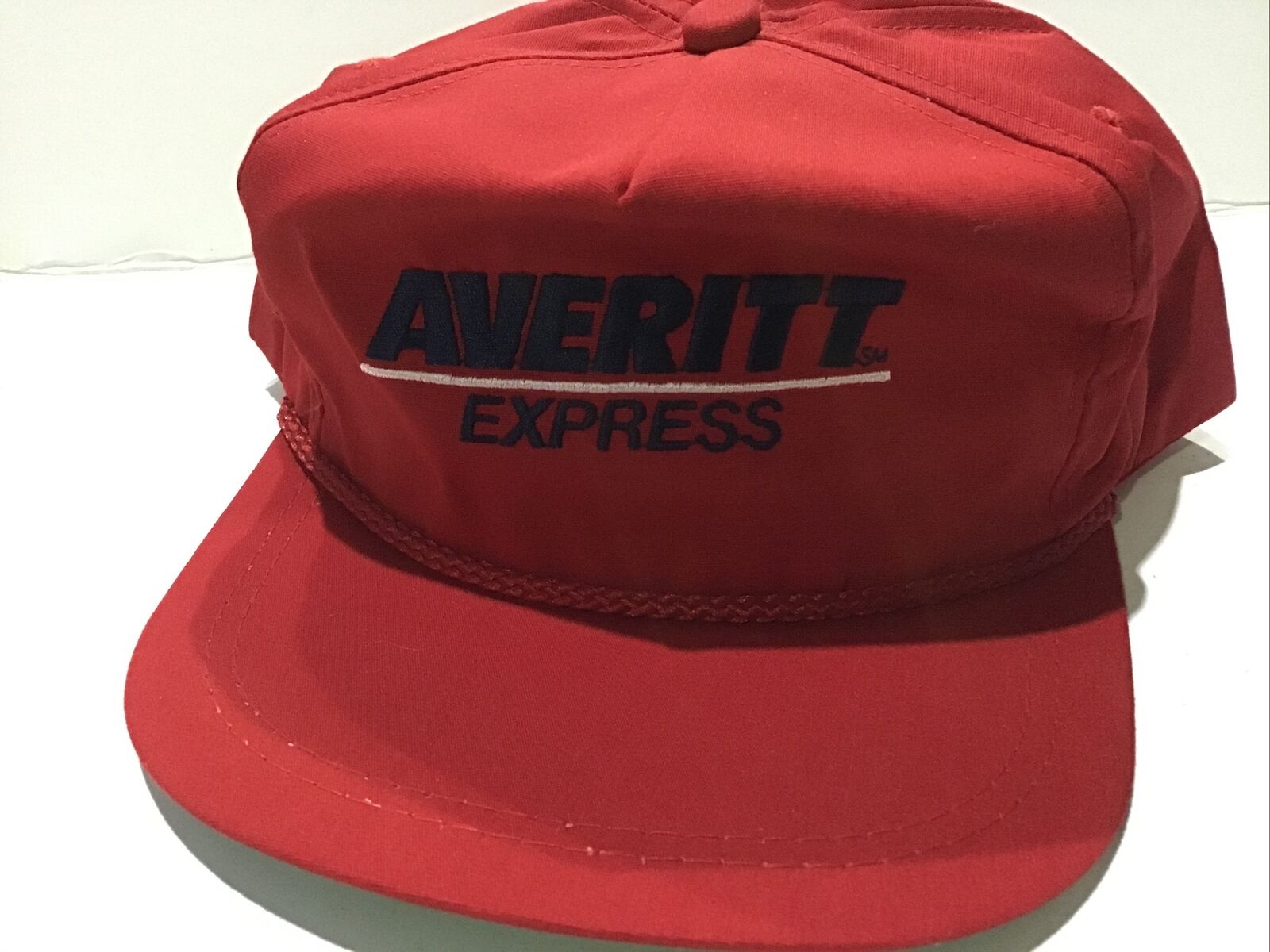 Vintage Mint Cond Averitt Express Trucking Rope Hat Strap Red Americas Legend