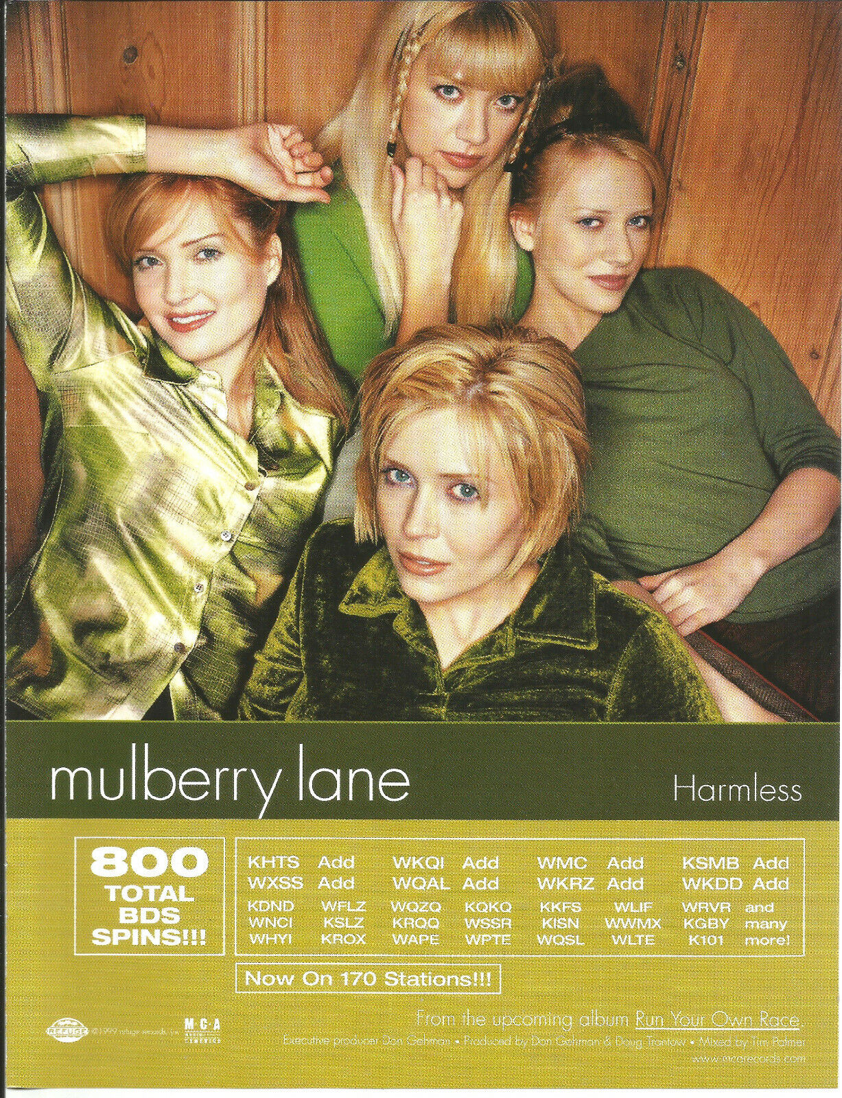 Mulberry Lane Rare 1999 Harmless Vintage Promo Trade Ad Poster For Run Cd Mint