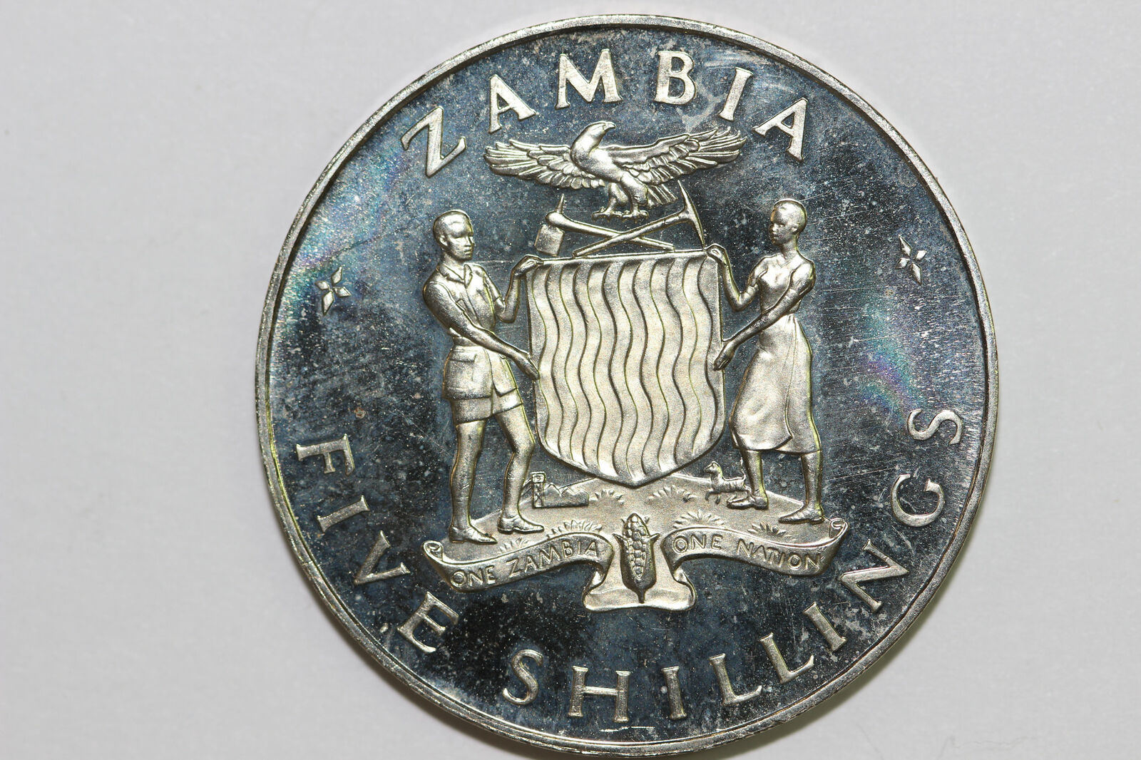 1965 Zambia 5 Shillings Independence Cu/ni Coin Grades Proof (num6948)