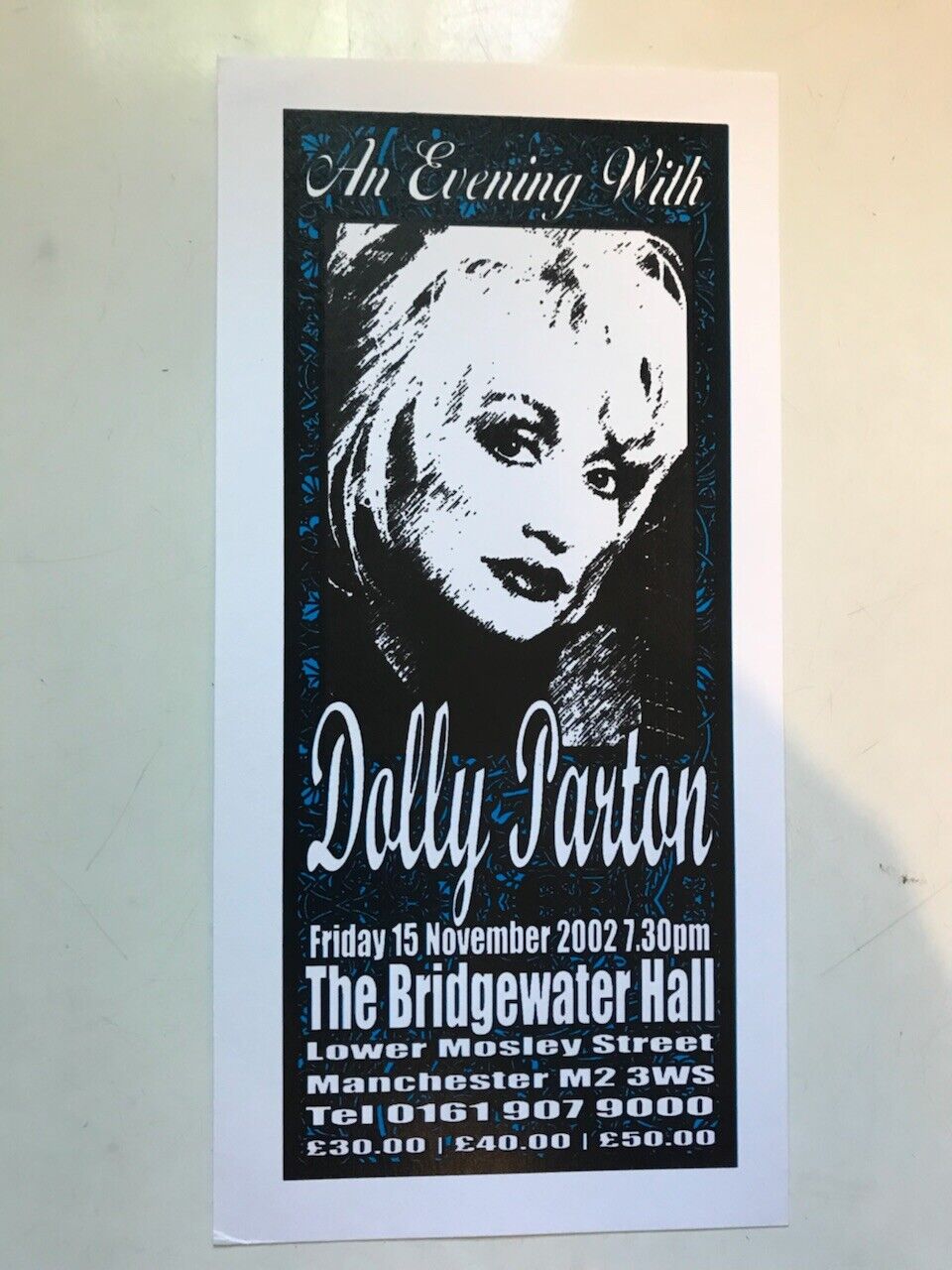 DOLLY PARTON Bridgewater Hall Manchester handbill