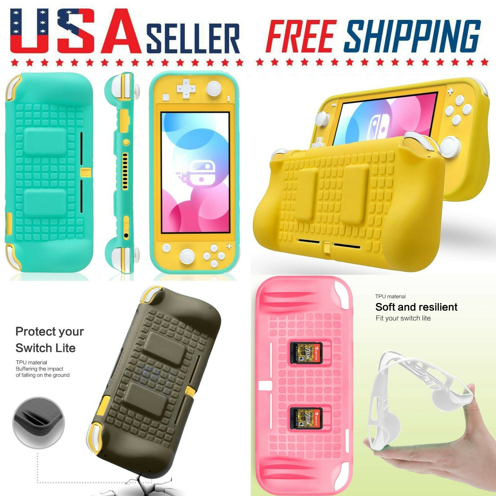 For Nintendo Switch Lite Hand Grip Case Cover Shockproof Protector Tpu Joy-con