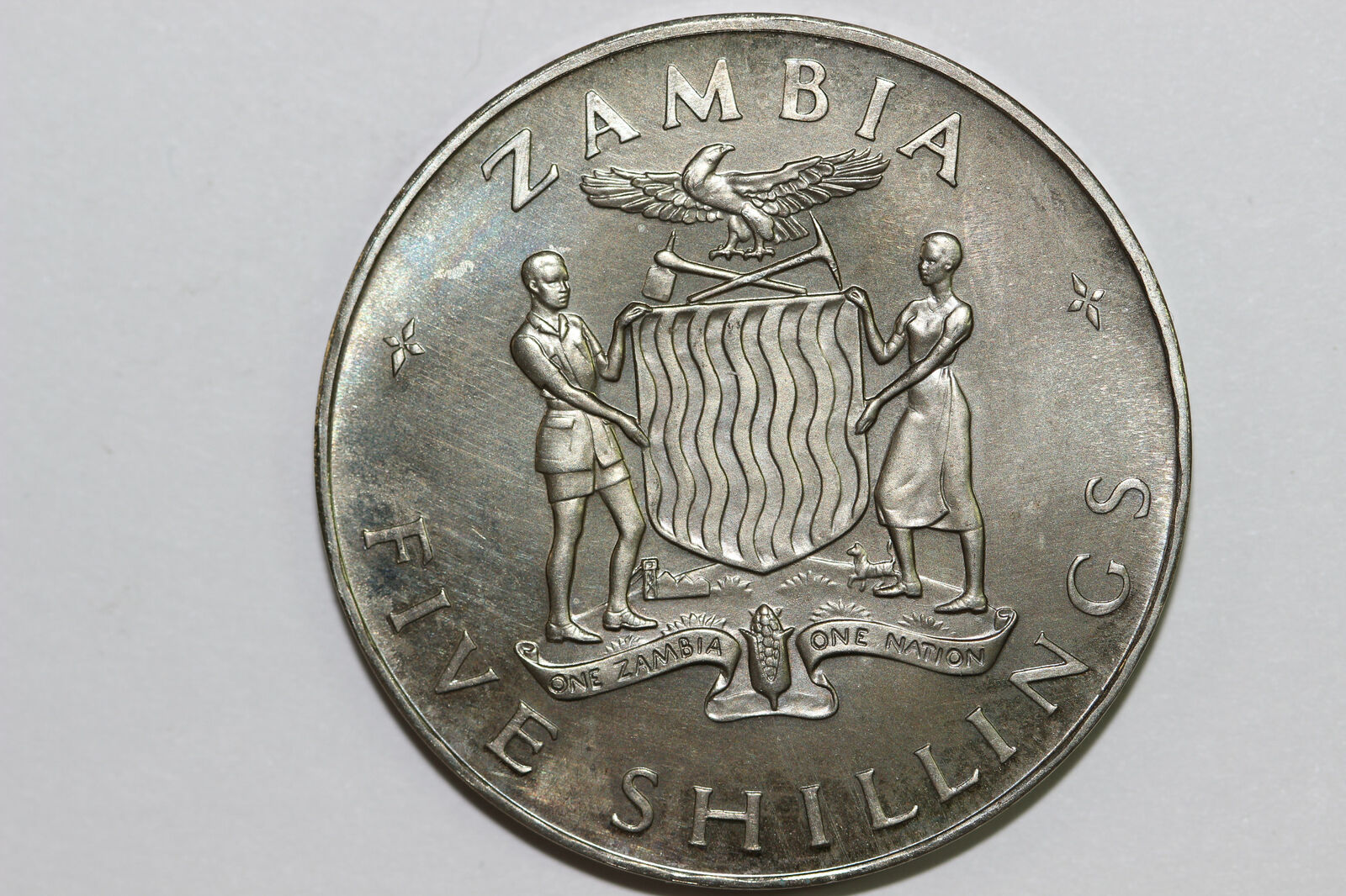 1965 Zambia 5 Shillings Cu/ni Independence Coin Grades Proof (num6949)