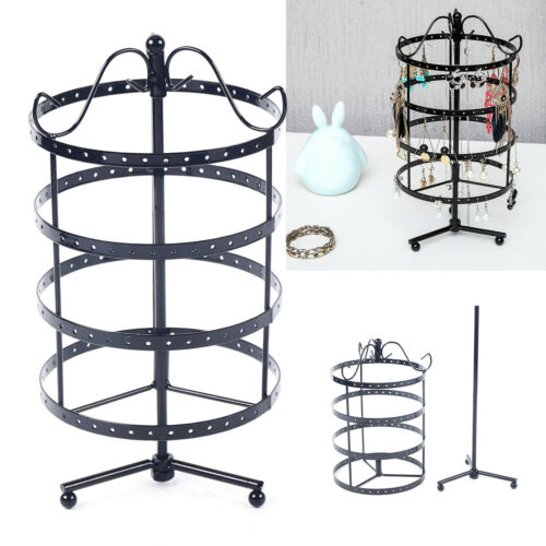 US 360 Rotating Earring Holder Stand Wrought iron Jewelry Organizer Display Rack