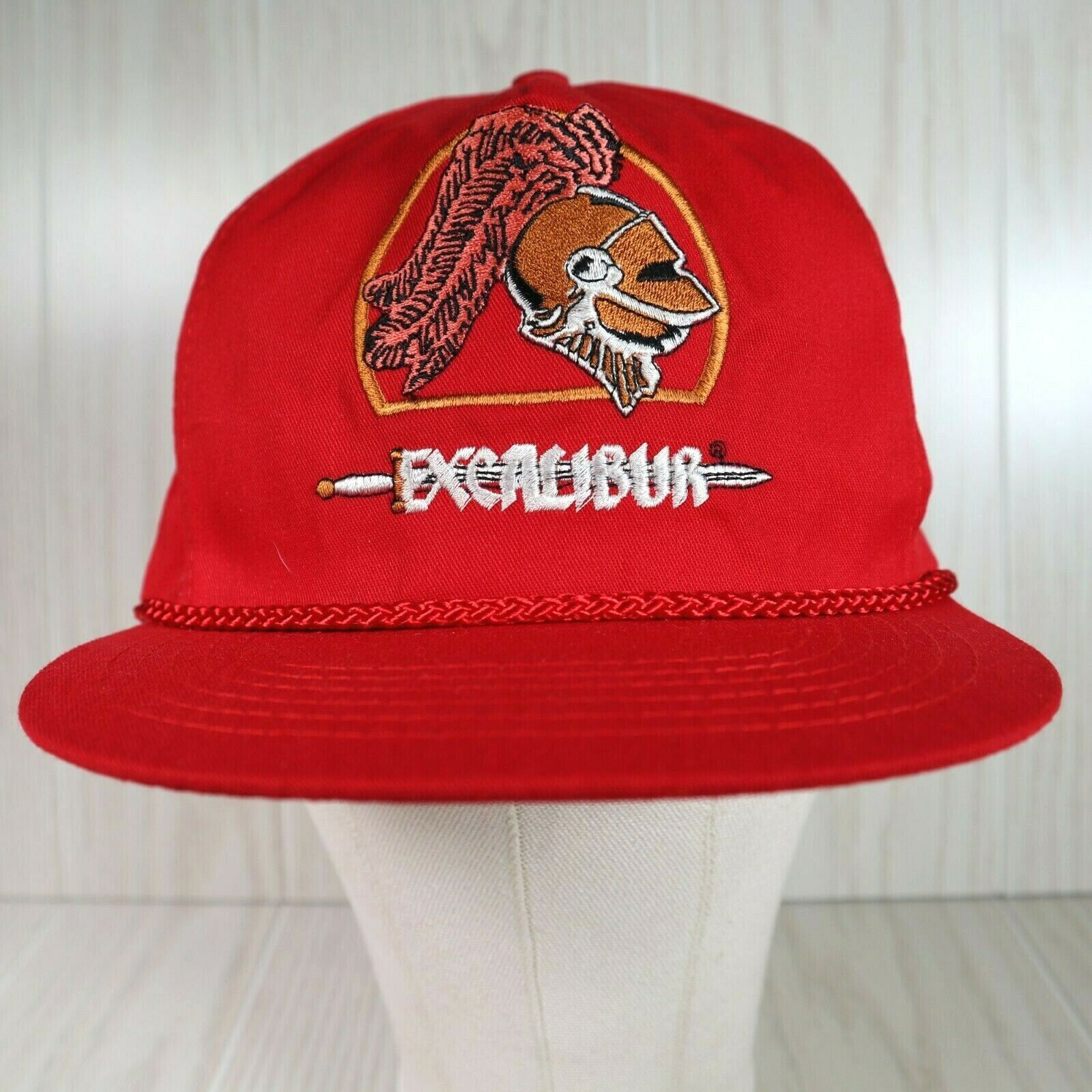 Vintage Excalibur Trucker Hat Cap Red Adjustable Strapback Embroidery