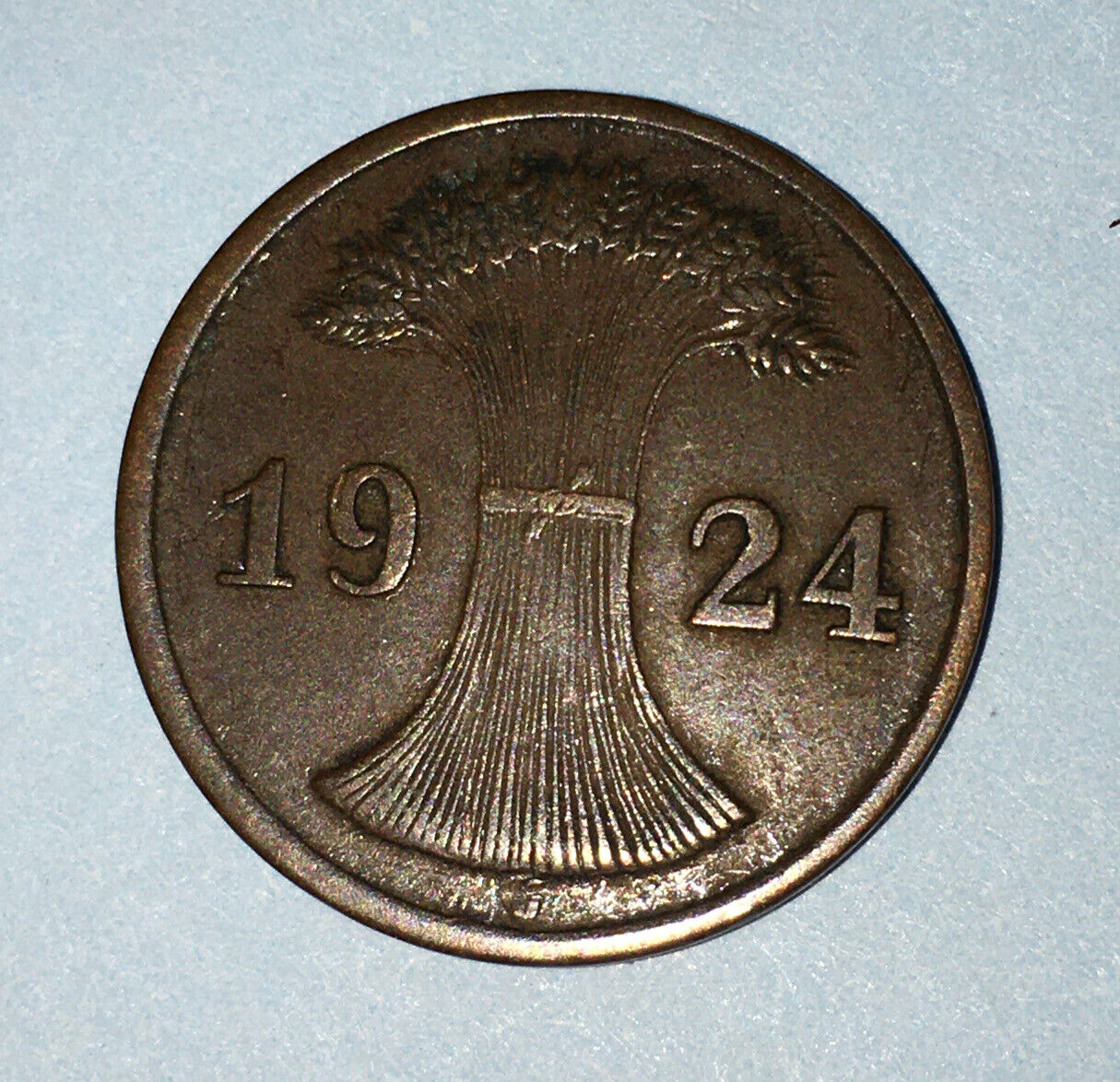 1924-B German 2 Pfennig  Germany Bronze Penny Weimar Republic